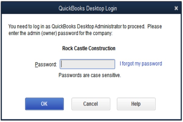 Reset password for QuickBooks Desktop