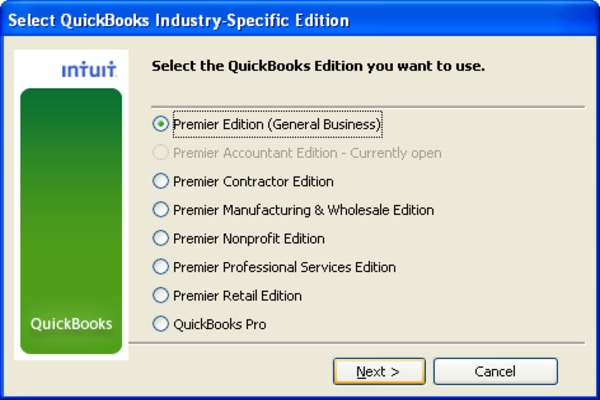 Select QuickBooks version you want to use.