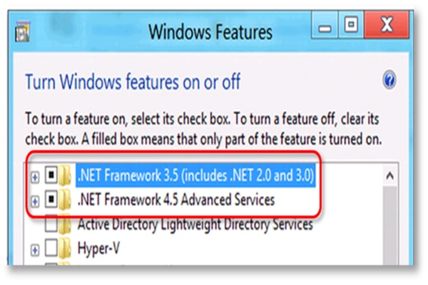 how to solve net framework problem in windows 8