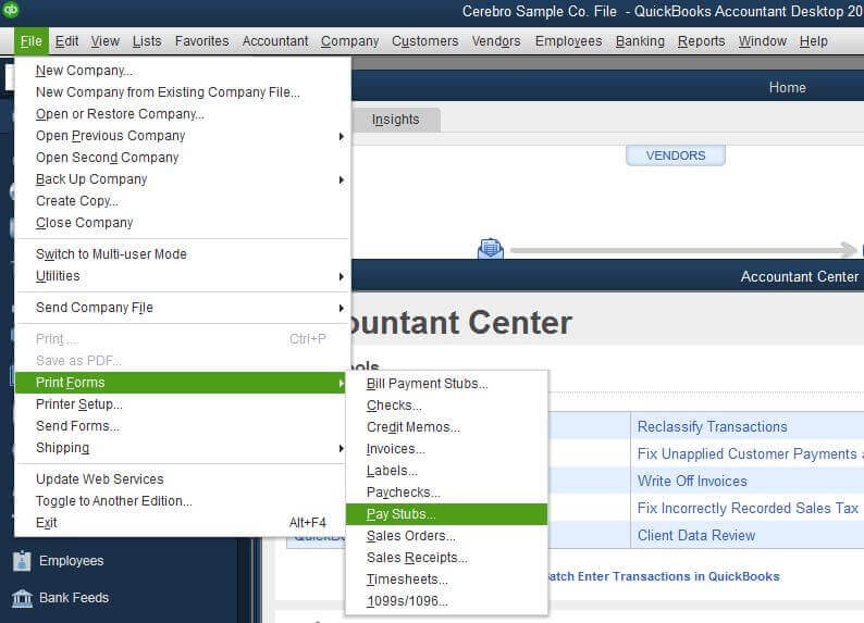 Pay Stub in QuickBooks