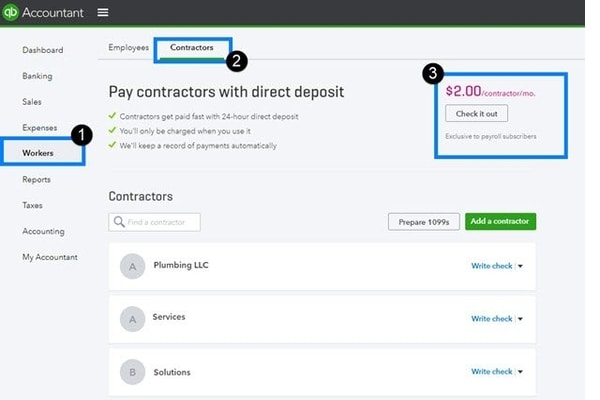 Pay contractor with direct deposit