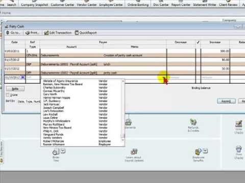 Petty Cash Transactions in QuickBooks; set up and use petty cash