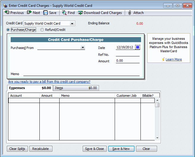 record credit card payments in QuickBooks 