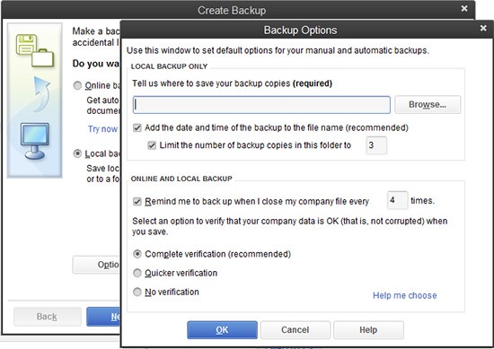 QuickBooks Backup Reminders