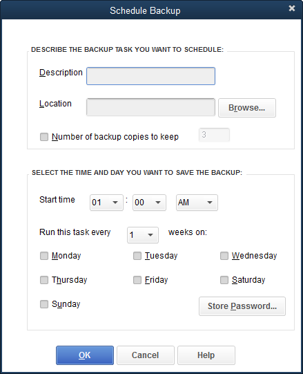 QuickBooks Scheduled Backup