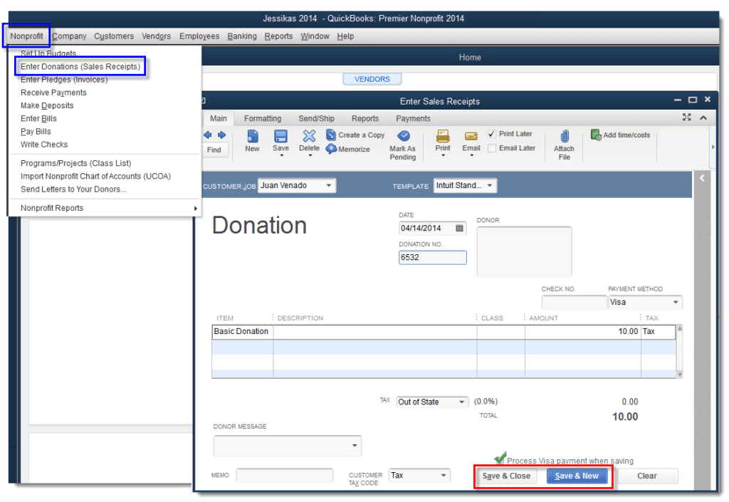 Record a Donation in Quickbooks