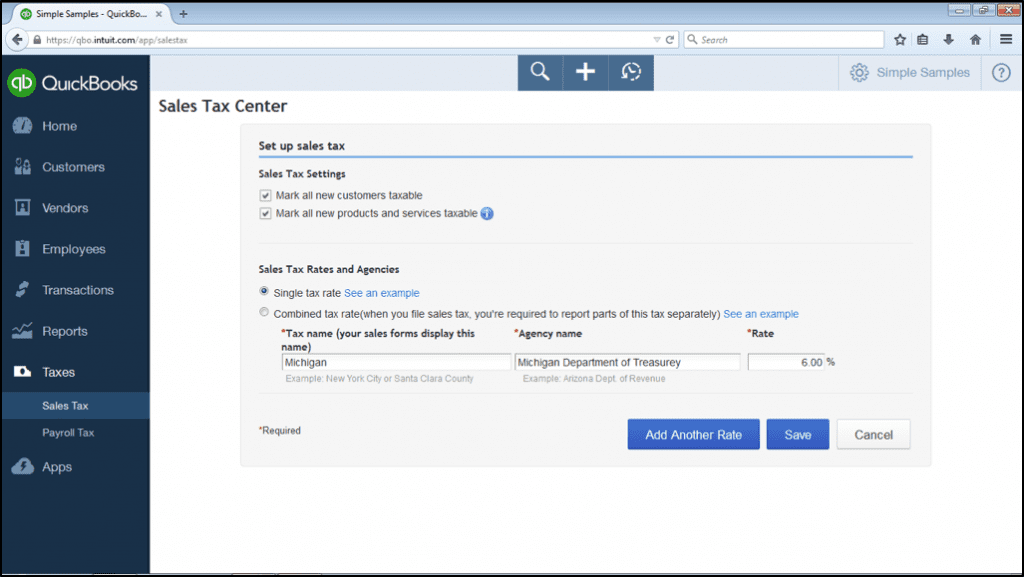 how to change sales tax rate in QuickBooks