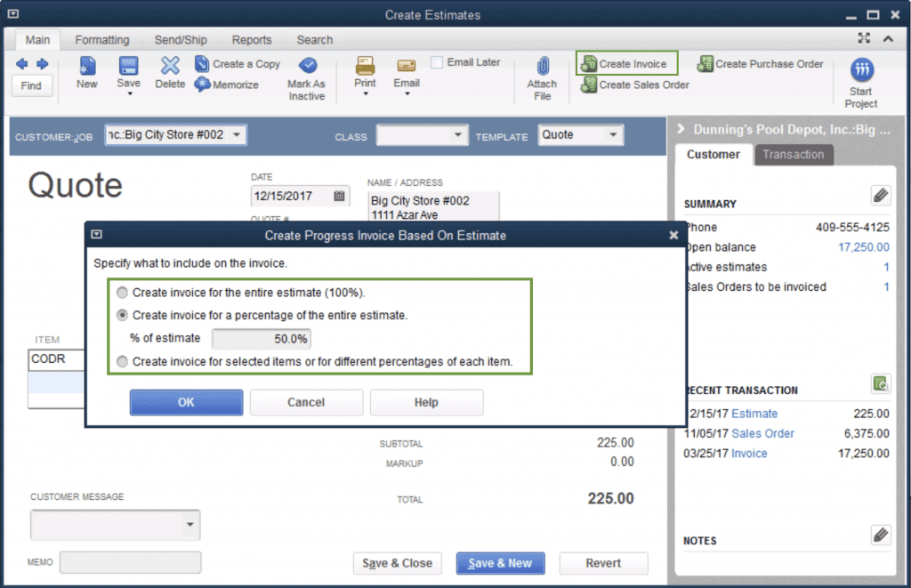 Create an Invoice in QuickBooks