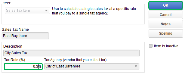 how to change sales tax rate in quickbooks