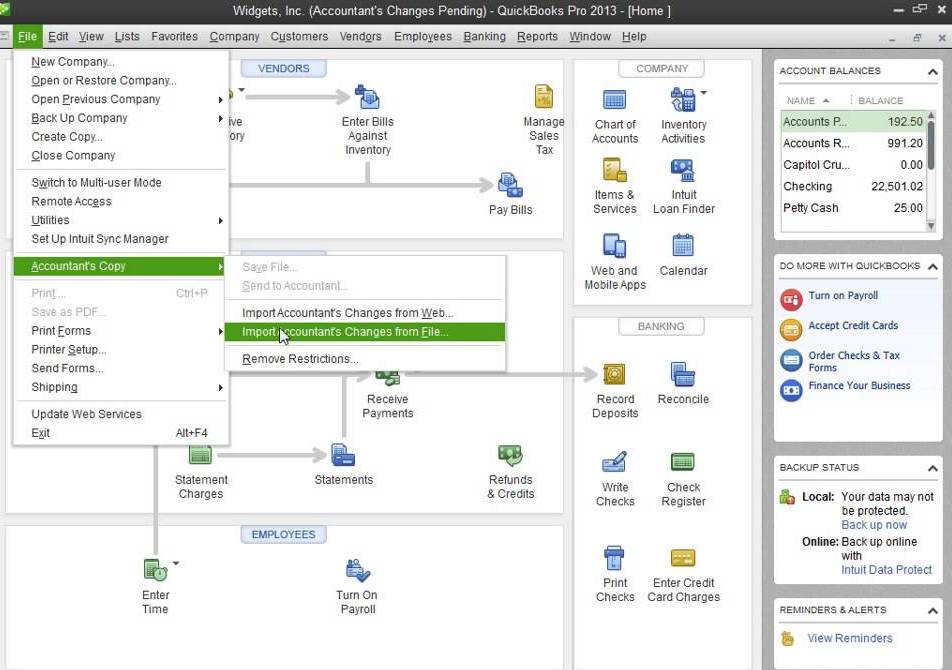 How to Import Accountant changes in QuickBooks