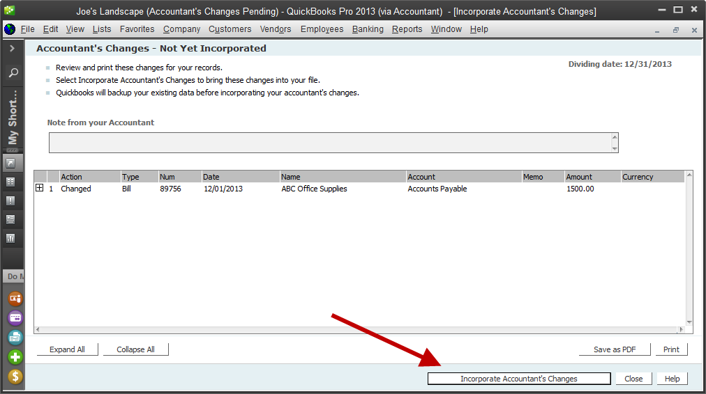 How to Import Accountant changes in QuickBooks