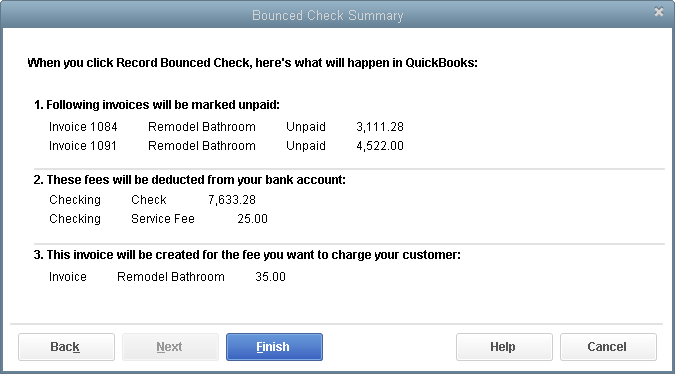 how to record a returned check in QuickBooks