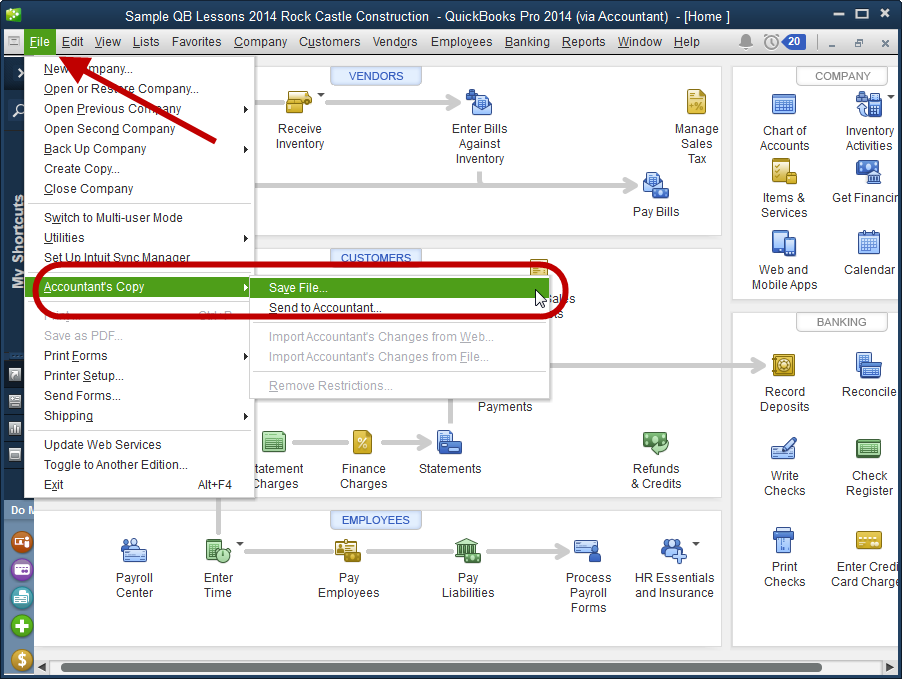 create and restore accountant's copy