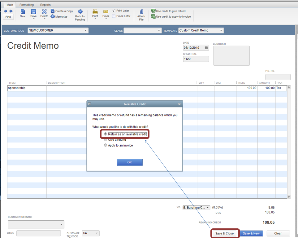 Create a Credit Memo in QuickBooks