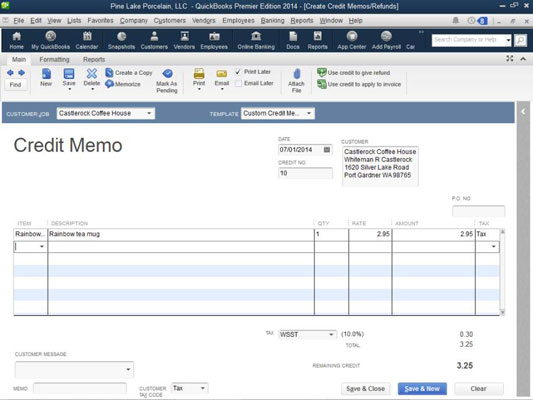 create a credit memo in QuickBooks