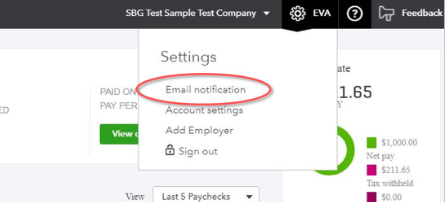 Email notification in QuickBooks Workforce