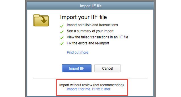 QuickBooks IIF File