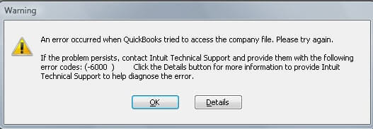 QuickBooks Error 6000 message