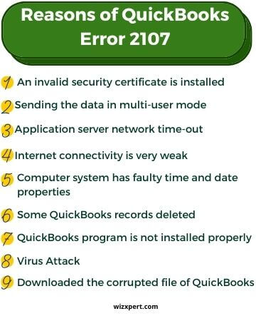 Reasons of QuickBooks Error 2107