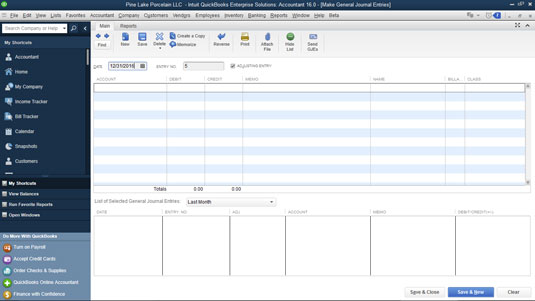 Create a Journal Entry in QuickBooks Desktop