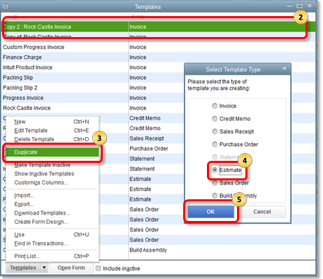 Create Duplicate Templates in QuickBooks