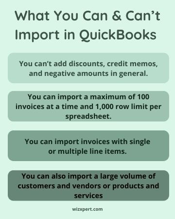 What you can and can’t import in QuickBooks