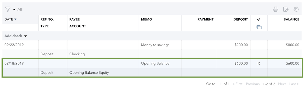 did not enter an opening balance in QuickBooks Online