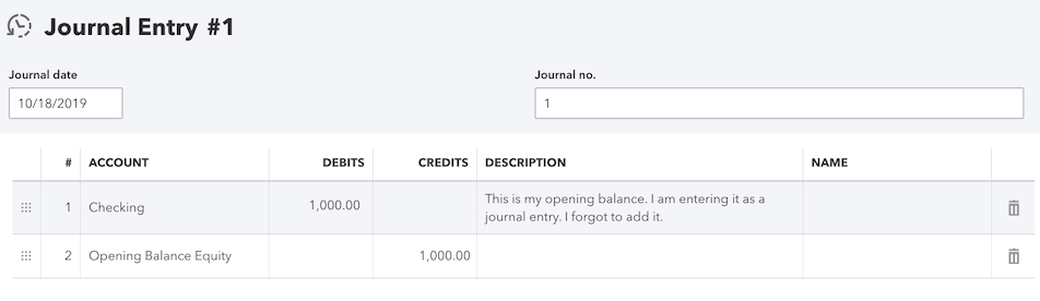 Did not enter an opening balance in QuickBooks Online