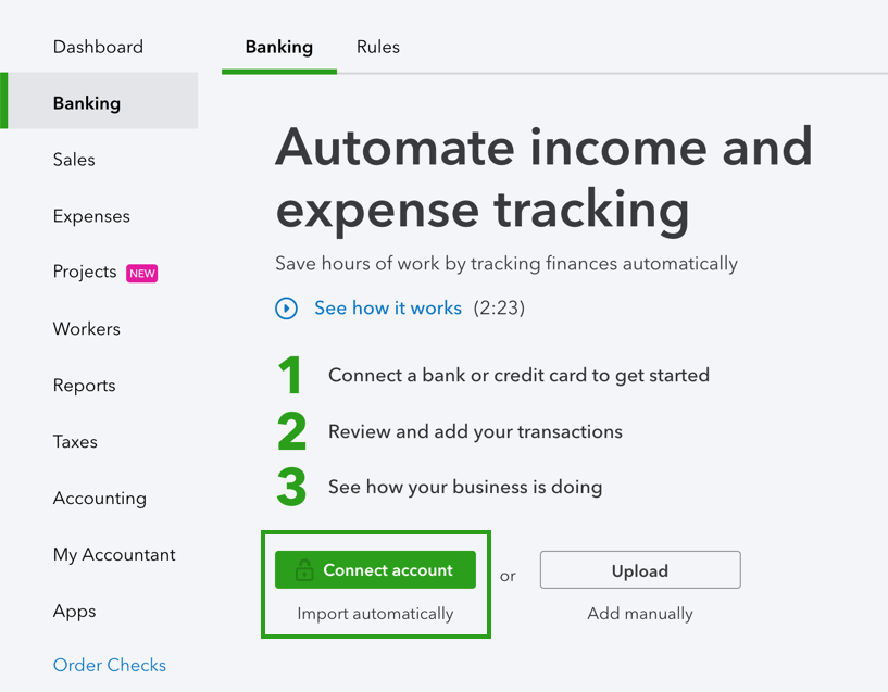 Connect Bank and Credit Card Accounts to QuickBooks Online