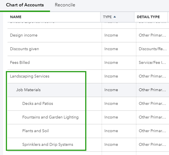 Create subaccounts in QuickBooks Online