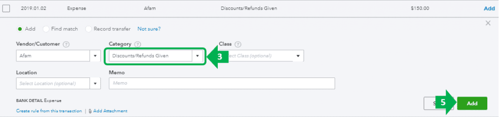 categorize a refund in QuickBooks