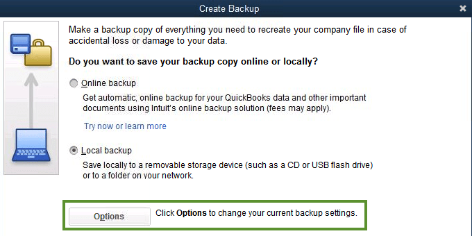 Change the backup preference screenshot 1 (Back up your QuickBooks Desktop company file)