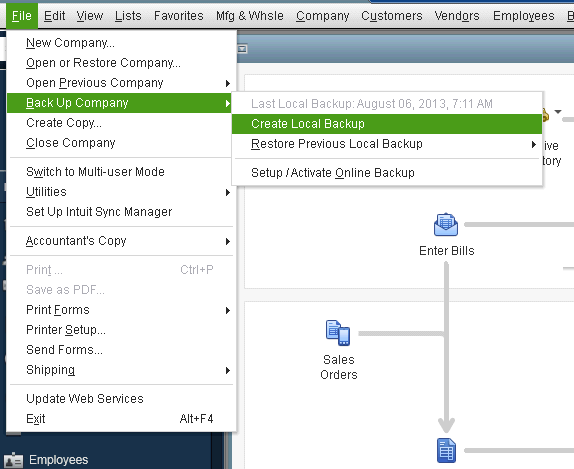 Create local back up your QuickBooks Desktop company file screenshot 1