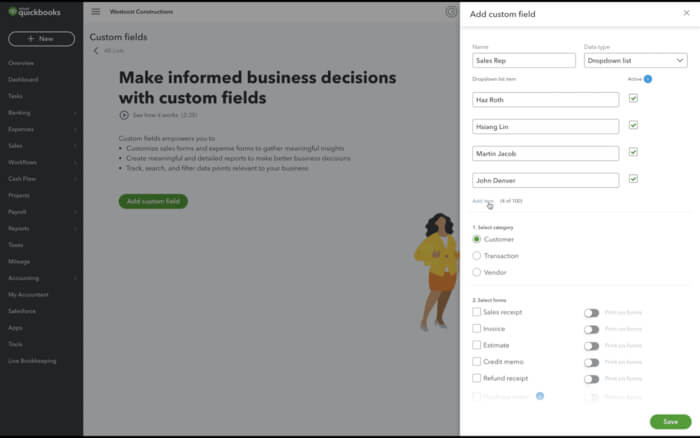 How to Create and Edit Custom Fields in QuickBooks Online Advanced 1 Forms to Create Custom Field in QuickBooks