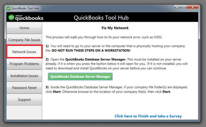 QuickBooks Tool Hub- Network Issues