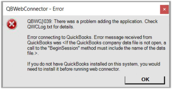 How To Fix Error QBWC1039 In QuickBooks Desktop 1 QuickBooks web connctore error message
