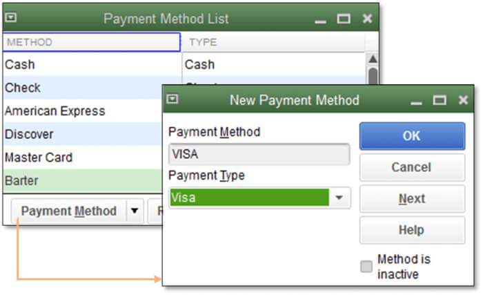 How To Add or Edit Accepted Credit Card Types In QuickBooks 1 payment method list in QuickBooks