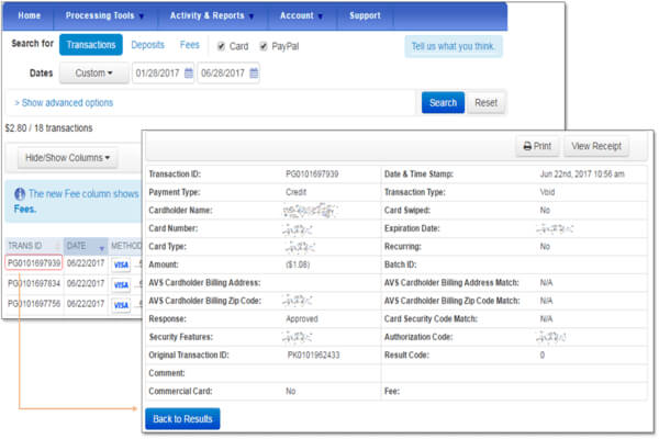 How To Activate Merchant Services for QuickBooks Point of Sale 1 search for transactions in the Merchant Service Center