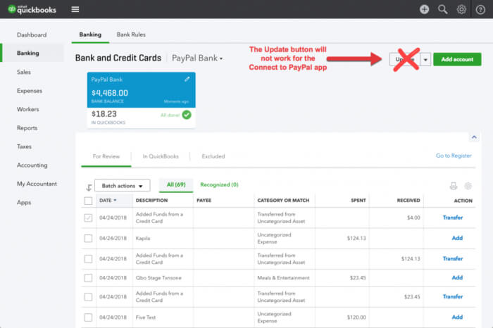 How To Manage Connect To PayPal App Transactions In QuickBooks 1 updates transactions in the Paypal app