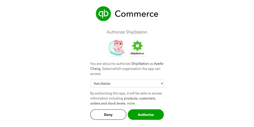 Authorize ShipStation with QuickBooks Commerce