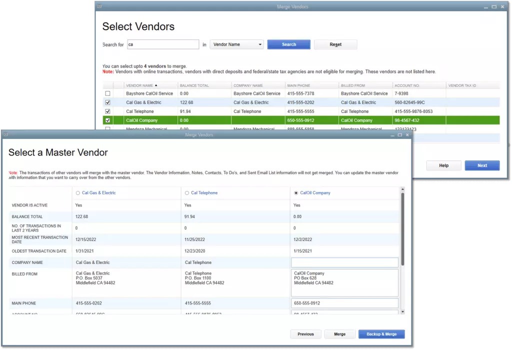 Merge vendor List entries in QuickBooks Desktop for Windows
