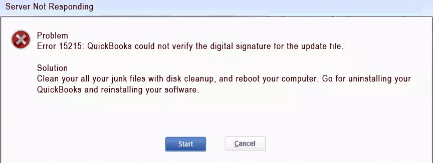 QuickBooks Update Error 15215 server not responding