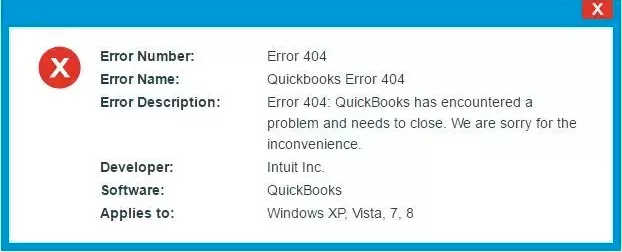QuickBooks Error 404 Message