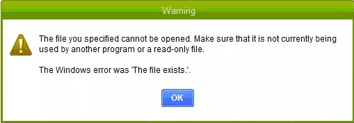 QuickBooks specified file error message