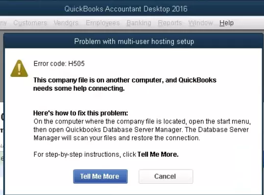 QuickBooks error h505 message