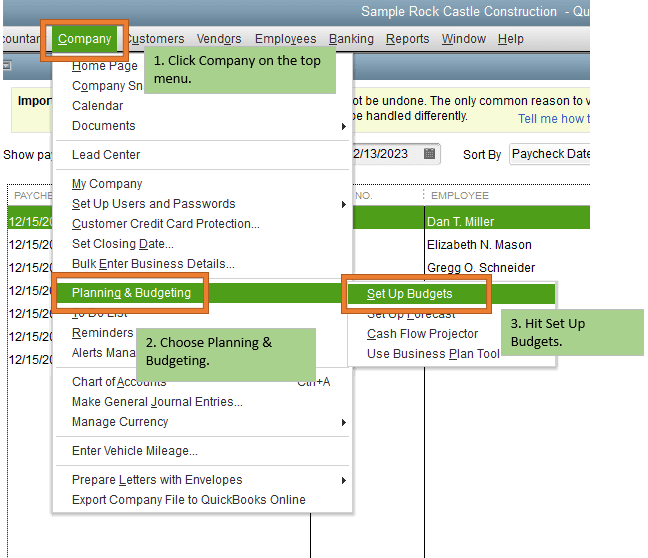 Set Up Budget in QuickBooks