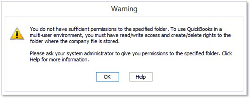Folder permmission error warning message