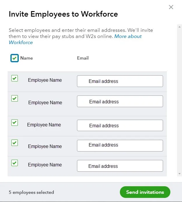 Invite employees workforce