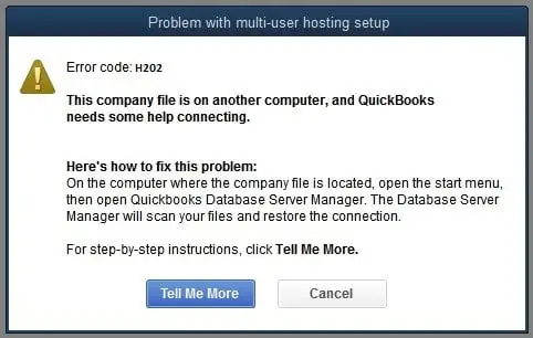 QuickBooks error H202