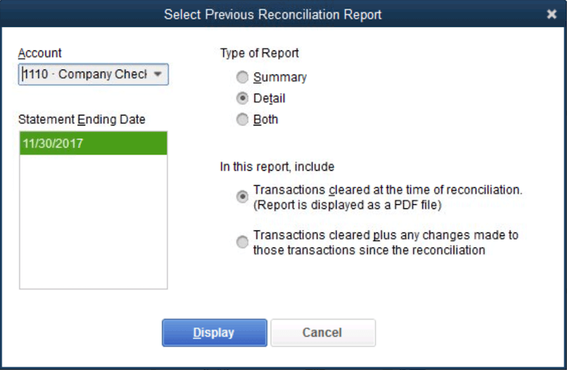 Run a Previous Reconciliation Report